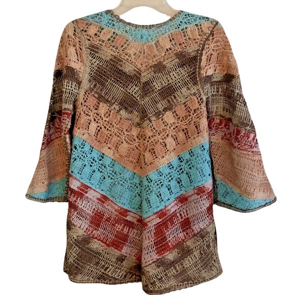 Soft Surroundings Crochet Tunic Womens PXS Woven Chevron Boho Scandi Girl NEW - Picture 6 of 14